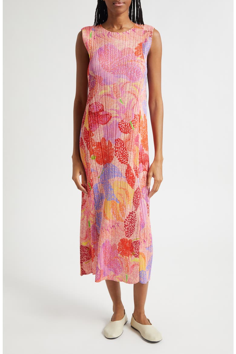 Foggy Forest Pleated Midi Dress, Main, color, PINK