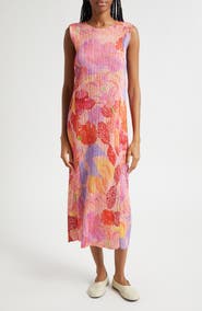 Pleats Please Issey Miyake Foggy Forest Pleated Midi Dress