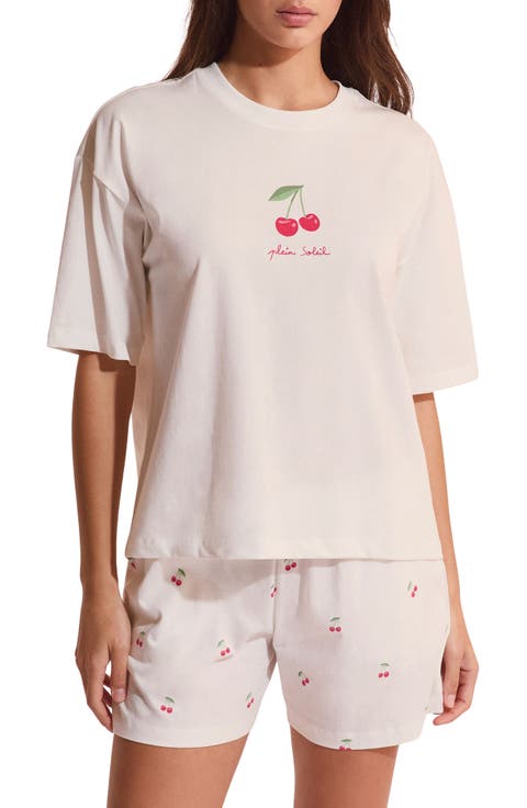 Berry Cherry Print Cotton Sleep Shorts