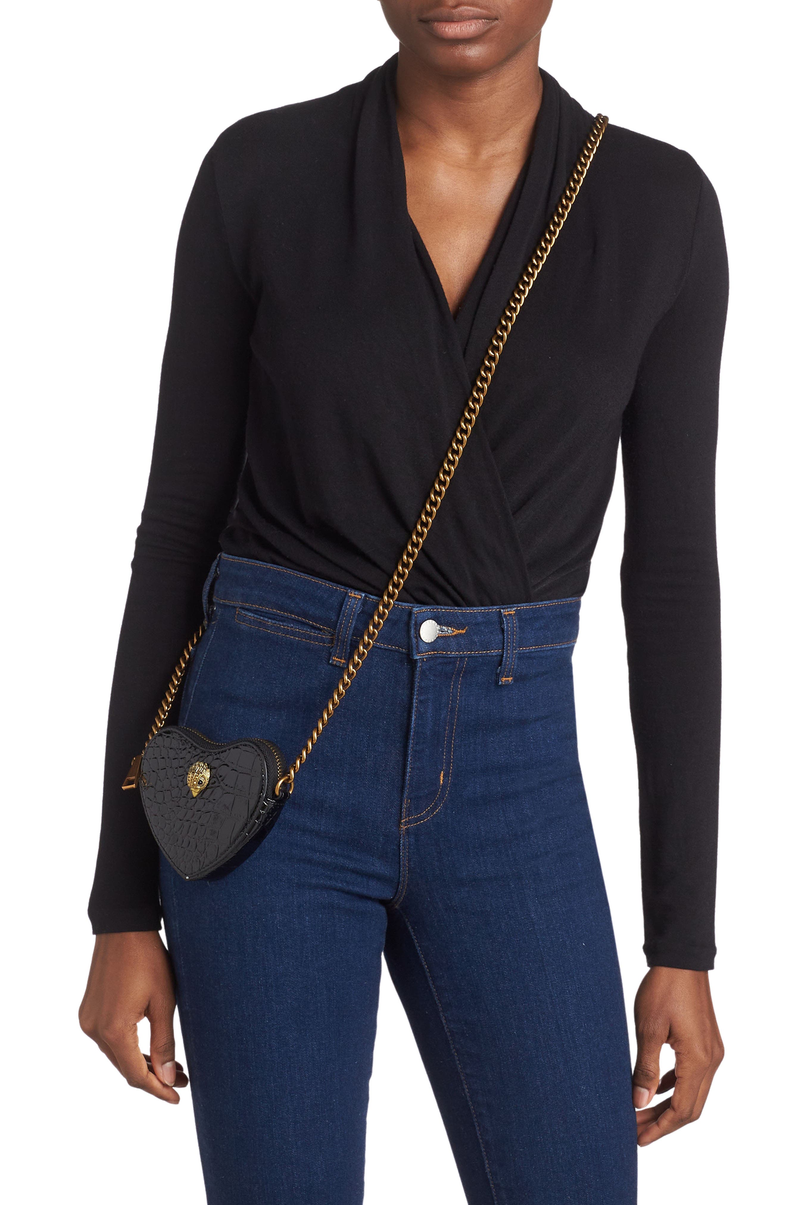 Kurt Geiger London Kensington Croc Heart Micro Crossbody Bag, Alternate, color, 