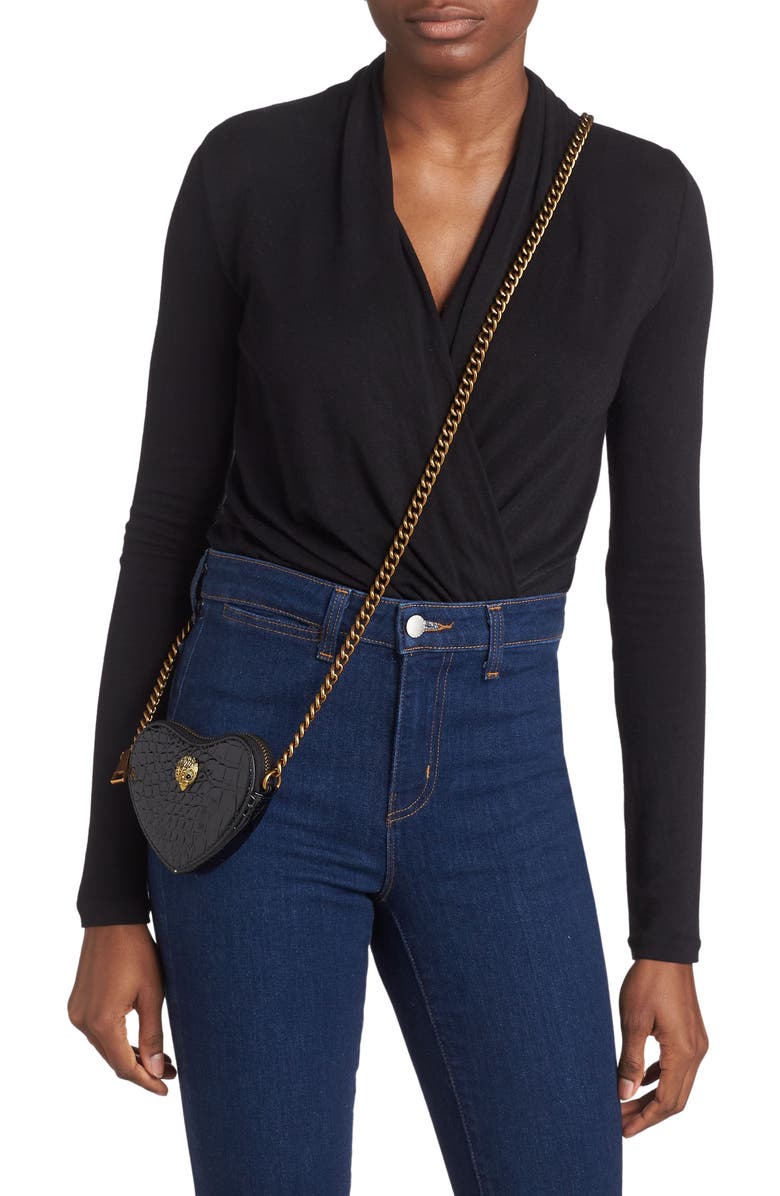 Kurt Geiger London Kensington Croc Heart Micro Crossbody Bag, Alternate, color,