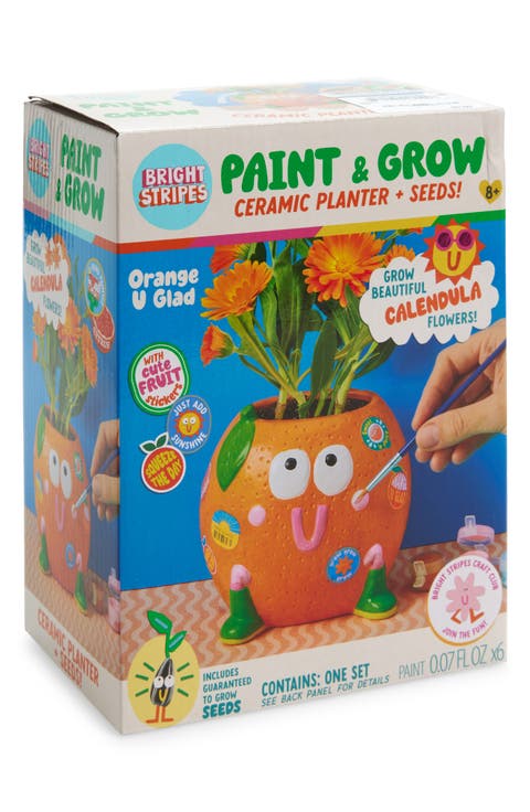 Paint & Grow Orange Ceramic Planter & Seeds Set