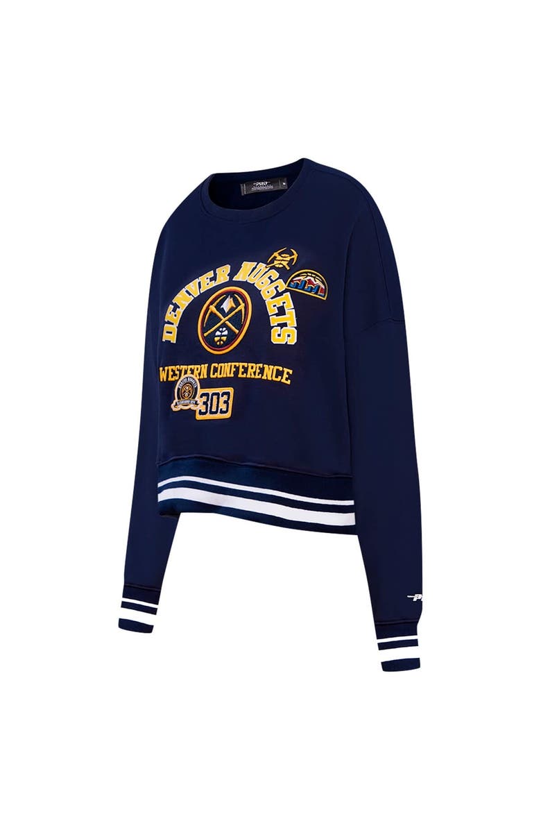 PRO STANDARD Women's Pro Standard Navy Denver Nuggets Area Code Cropped Pullover Sweatshirt, Alternate, color,