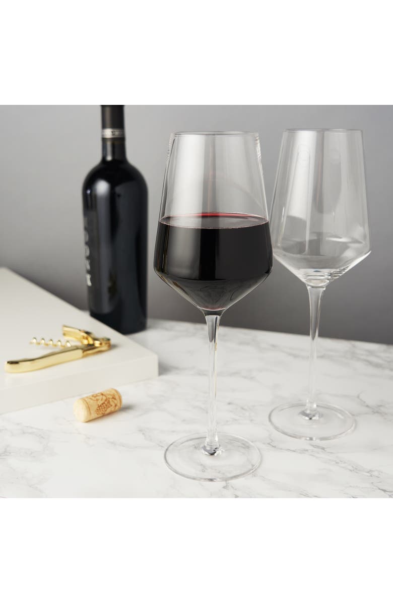 Viski Raye Crystal Angled Bordeaux Glasses Set of 2, Alternate, color, Clear