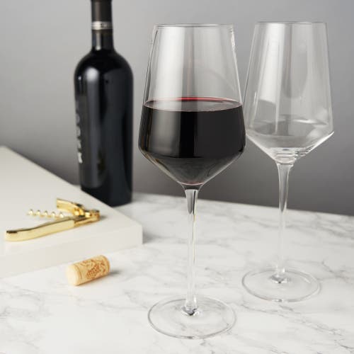 Viski Raye Crystal Angled Bordeaux Glasses Set Of 2 In Clear