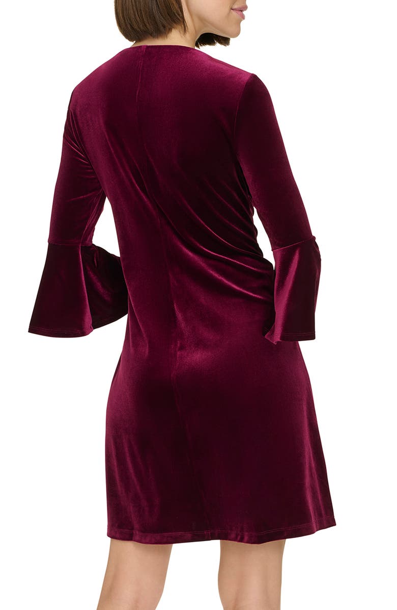 Tommy Hilfiger Bell Sleeve Velvet Dress, Alternate, color, Majestic Wine