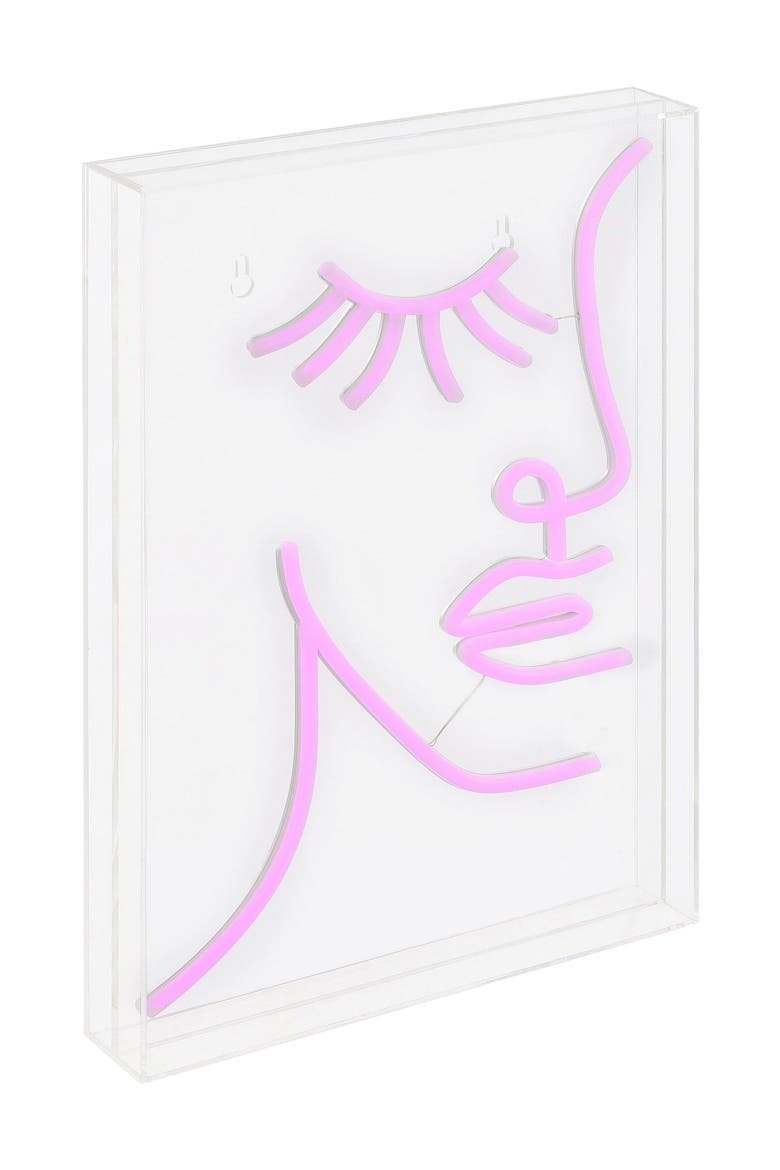 Half-Face 10.3" X 15" Contemporary Glam Acrylic Box USB Operated LED Neon Light, Pink, Main, color, Pink