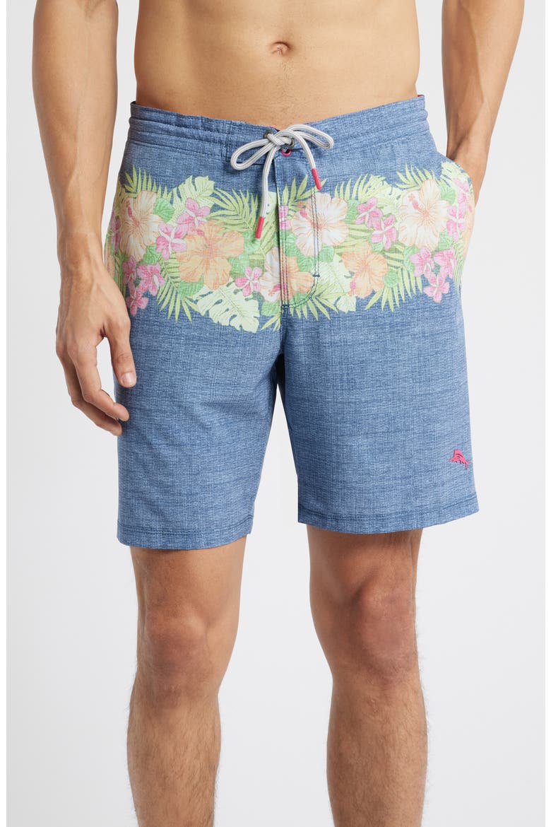 Baja Lei Over 8-Inch Board Shorts, Main, color, DRESS BLUES