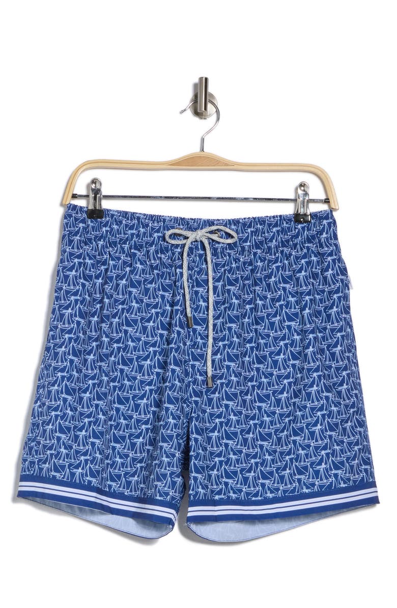 Vintage Summer Four-Way Stretch Swim Trunks, Alternate, color, Navy