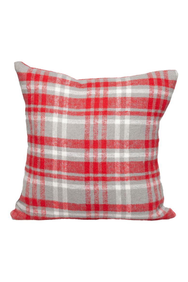 Red Plaid Throw Pillow, Main, color, GREY/ RED/ WHITE