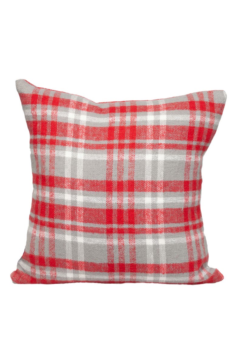 PARKLAND COLLECTION Red Plaid Throw Pillow, Main, color, Grey/ Red/ White
