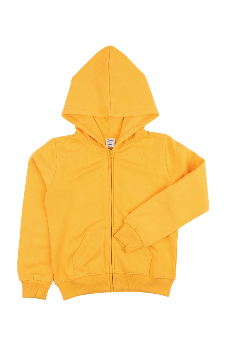 Leveret Kids Zip-Up Sweatshirt Hoodie, Cotton Blend, Solid Colors, Alternate, color, Yellow
