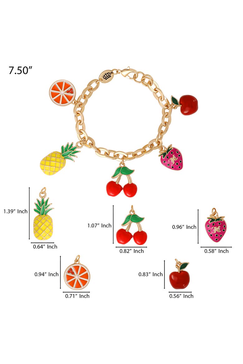 Tropical Fruit Charm Bracelet, Alternate, color, Gold Tone