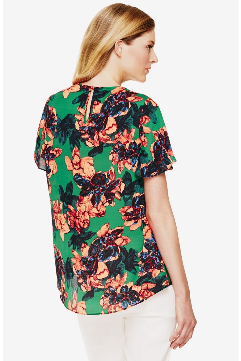 'Batik Floral' High/Low Blouse, Alternate, color, CACTUS
