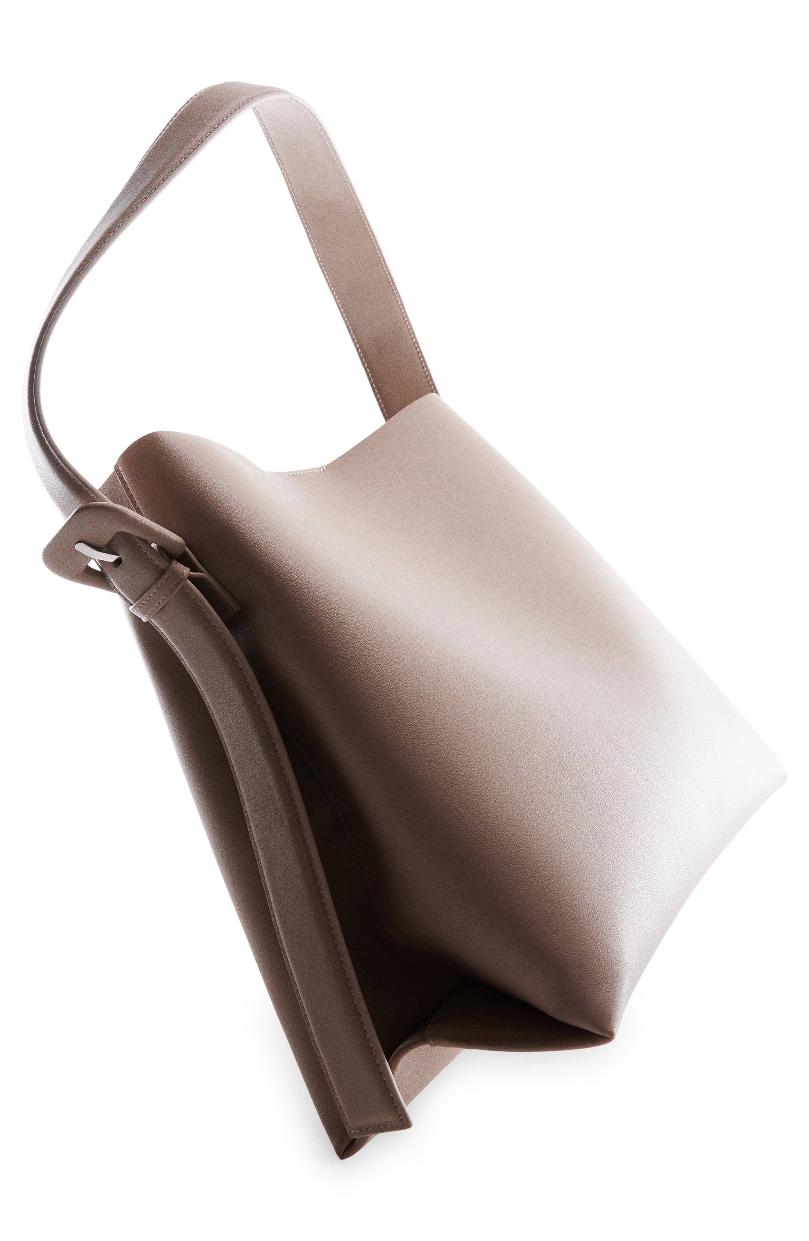 MANGO Faux Leather Shopper Bag with Buckle Detail, Alternate, color, 