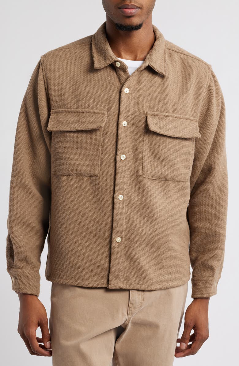 PacSun Tweed Overshirt, Alternate, color, Brown