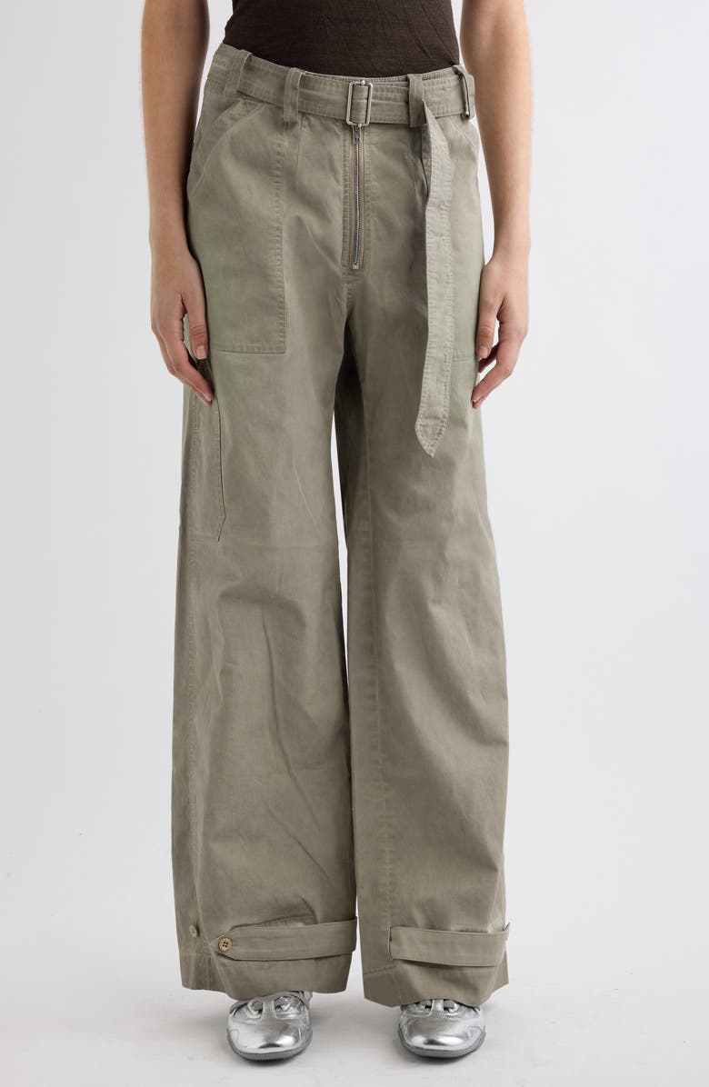 Acne Studios Parko Belted Cotton Stretch Gabardine Wide Leg Pants, Main, color, Clay Beige