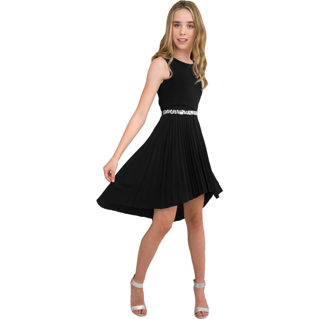 Un Deux Trois Little Girl's & Girl's Pleated High-low Dress In Black