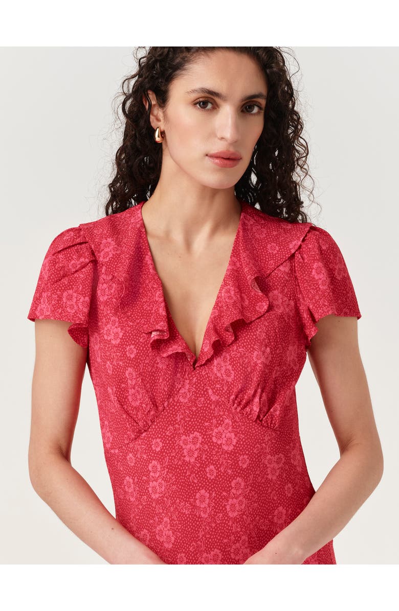 Ghost London Kimmy Floral Frill Neck Crepe Midi Dress, Alternate, color, 