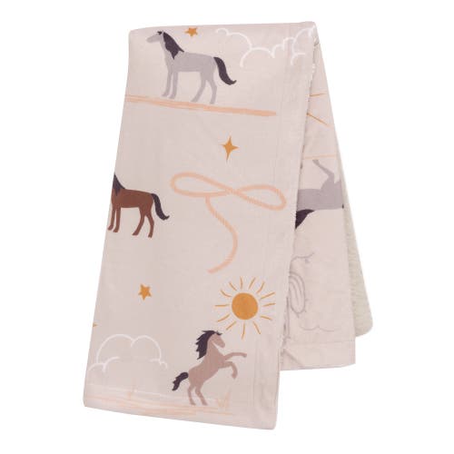Lambs & Ivy Country Western Cowboy/cowgirl Soft Warm Fleece Baby Blanket In Pink