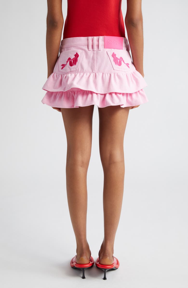 Marshall Columbia x Disney 'The Little Mermaid' Embroidered Tiered Denim Miniskirt, Alternate, color, Baby Pink
