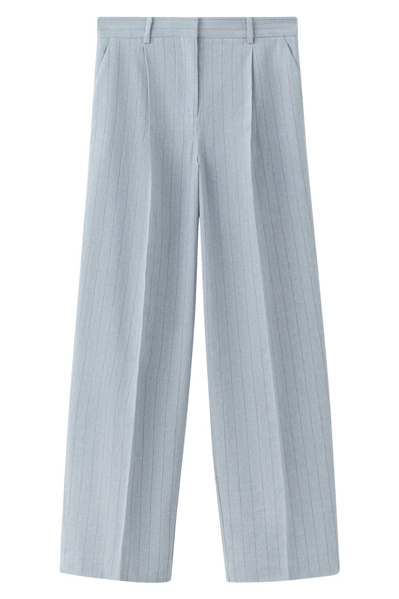 Pleated Pinstripe Suit Pants, Main, color, BLUE