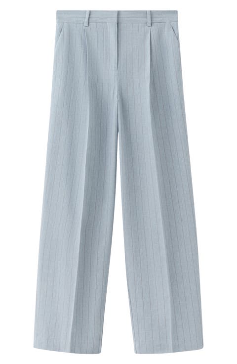 Pleated Pinstripe Suit Pants