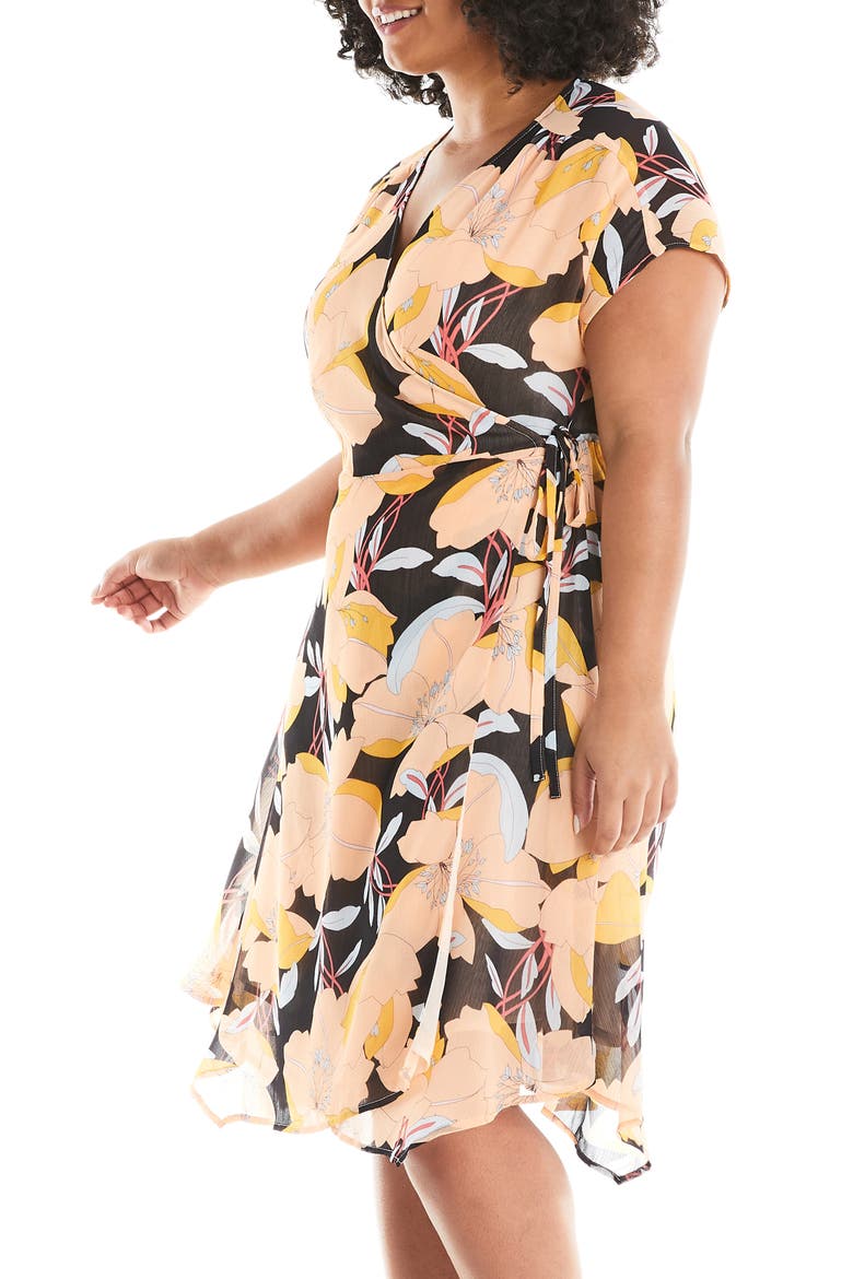 Sherbet Garden Floral Chiffon Wrap Dress, Alternate, color, PRINT