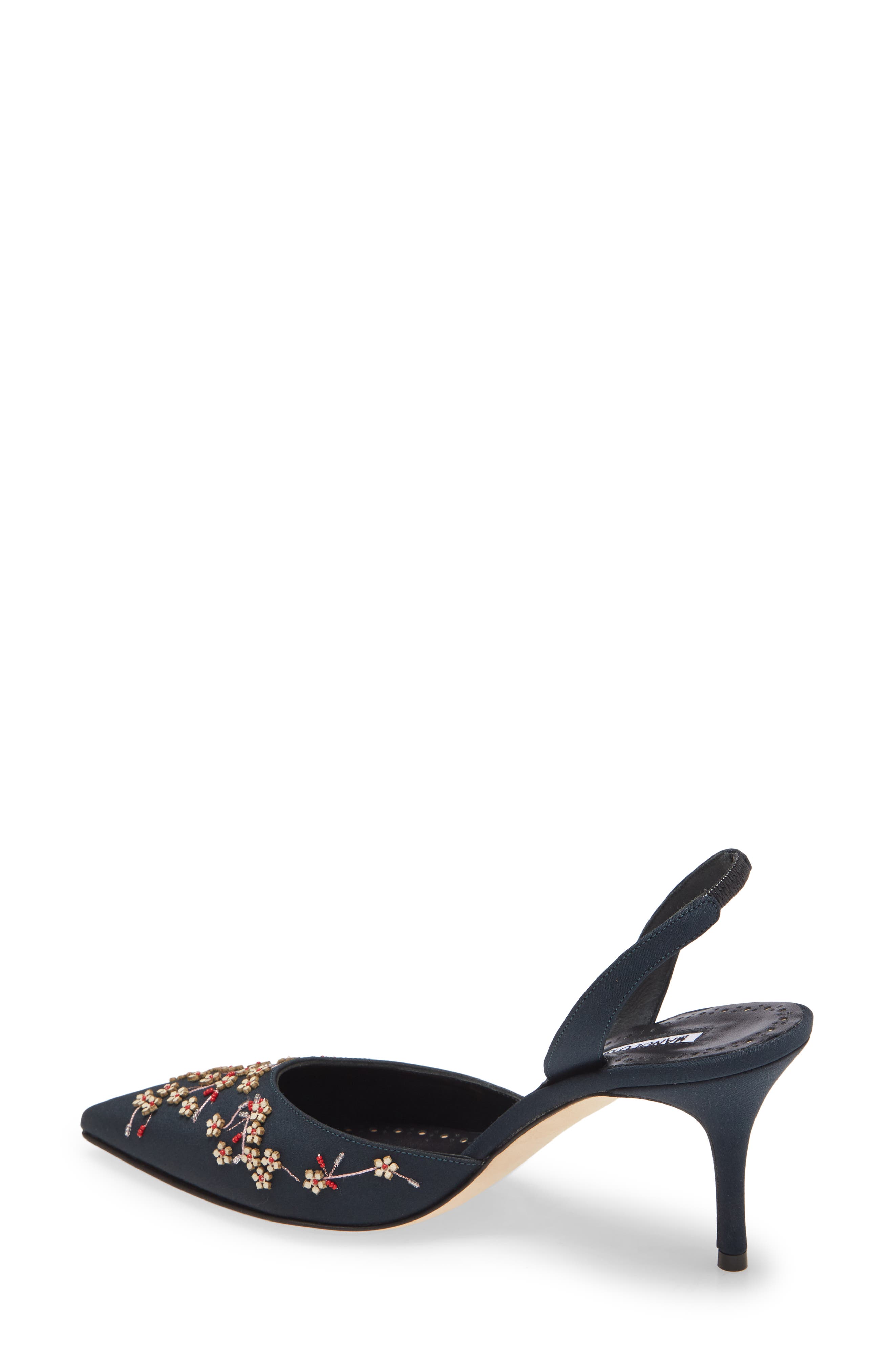 Manolo Blahnik Skyler Floral Embellished Pointed Toe Pump, Alternate, color, 