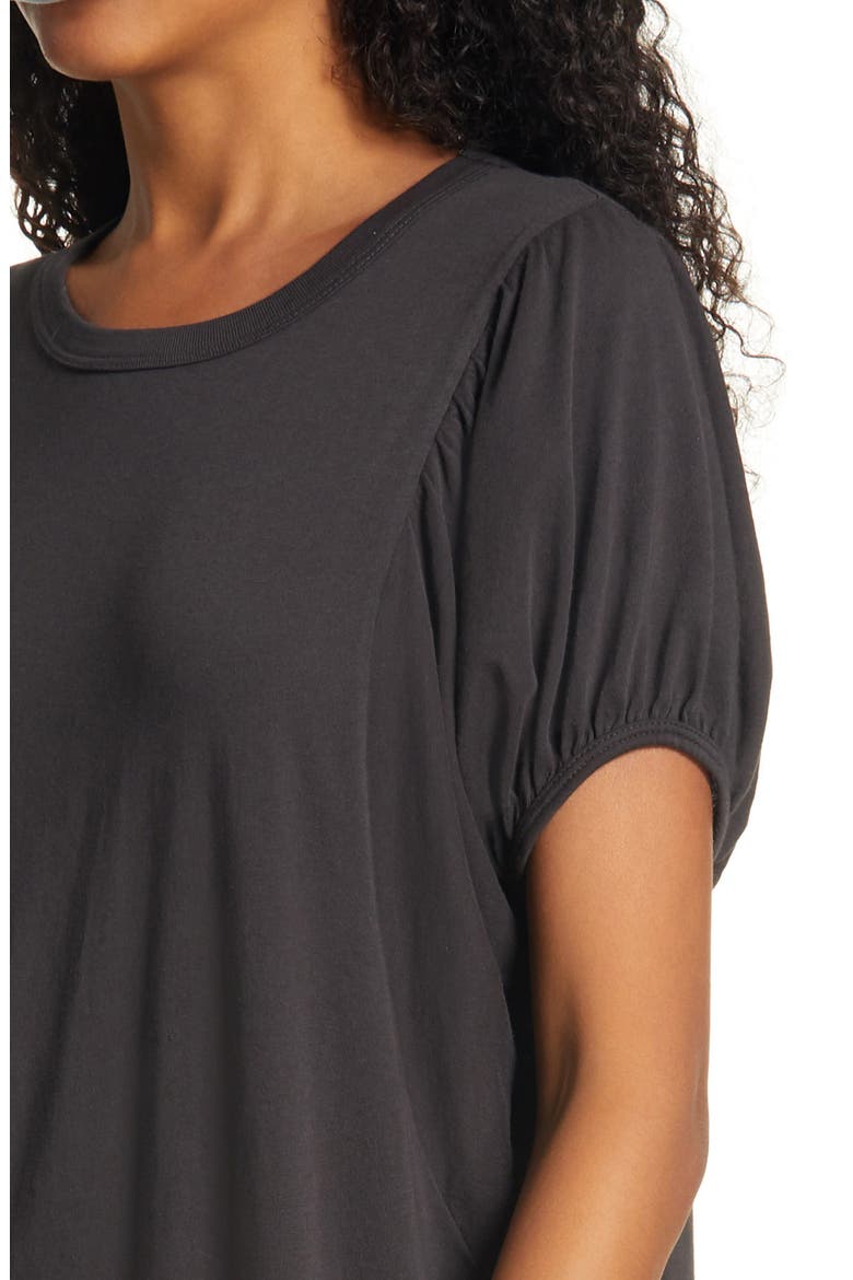 The Puff Sleeve Midi T-Shirt Dress, Alternate, color, ALMOST BLACK