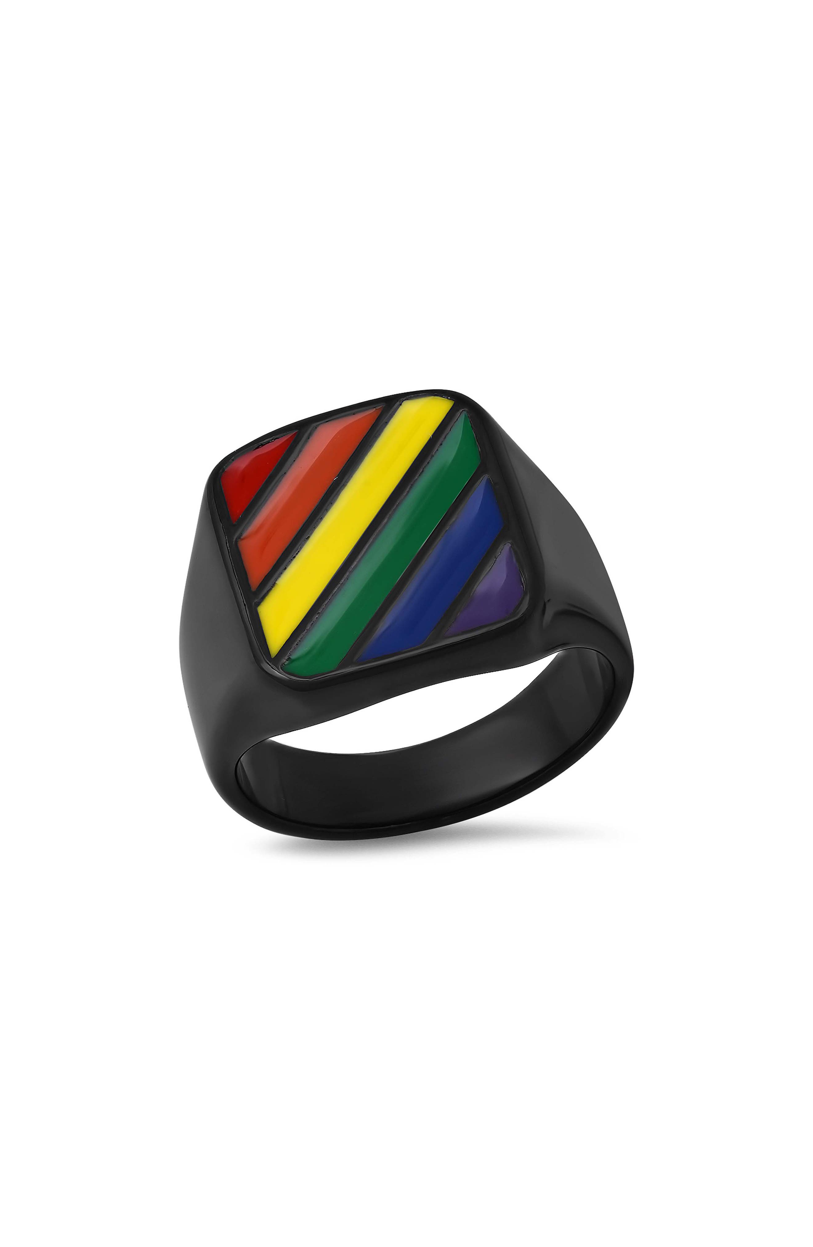 Men's Rainbow Stripe Signet Ring