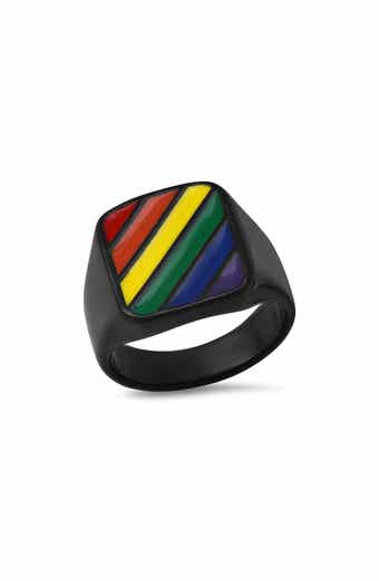 Men's Rainbow Stripe Signet Ring