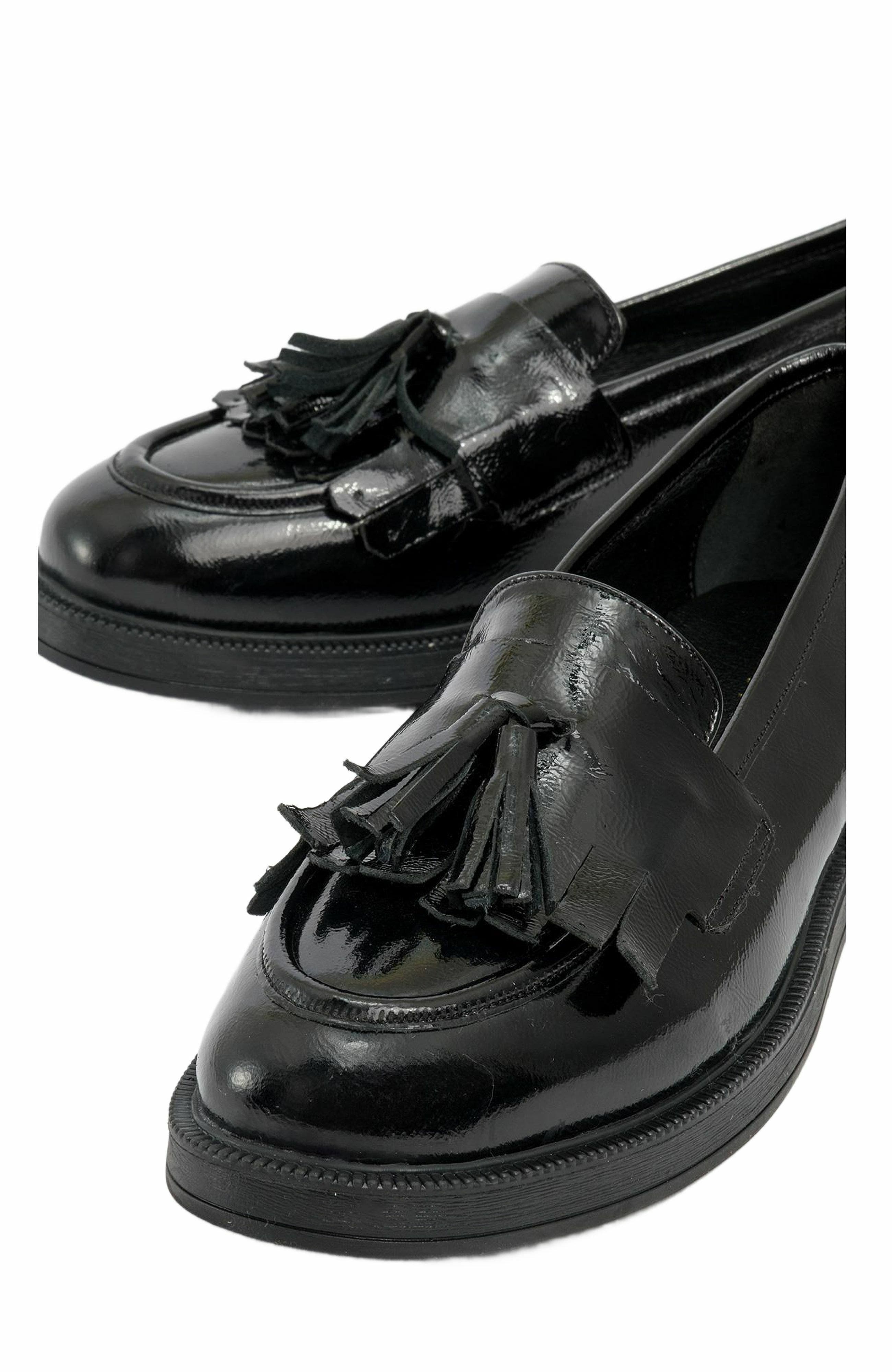 Forever & Always Shoes Milly Leather Tassel Loafer, Alternate, color, Black Patent Leather