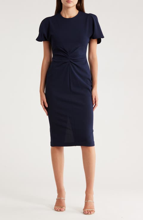 Ruched Front Sheath Dress