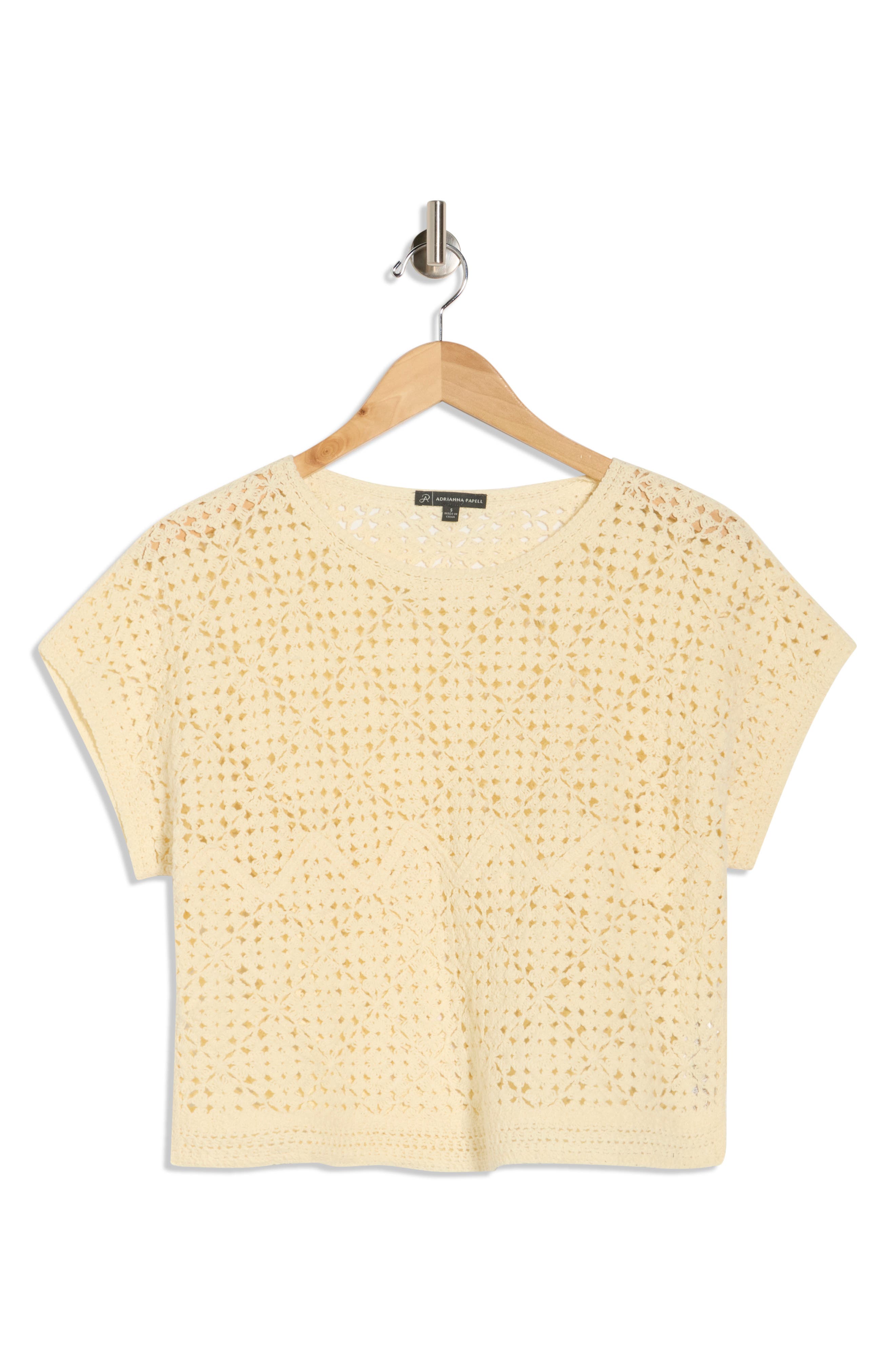 Adrianna Papell Floral Open Stitch Sweater