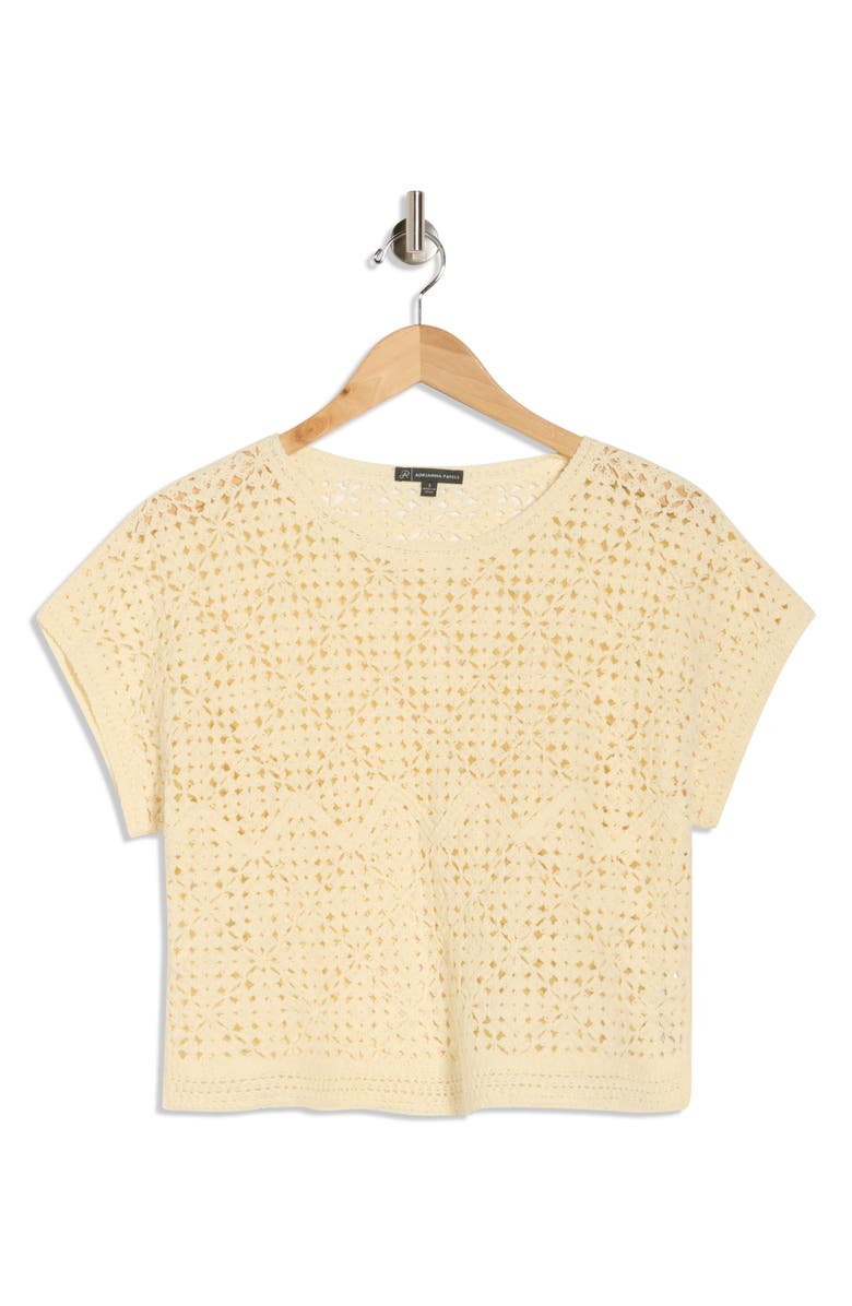 Adrianna Papell Floral Open Stitch Sweater, Alternate, color, Cream