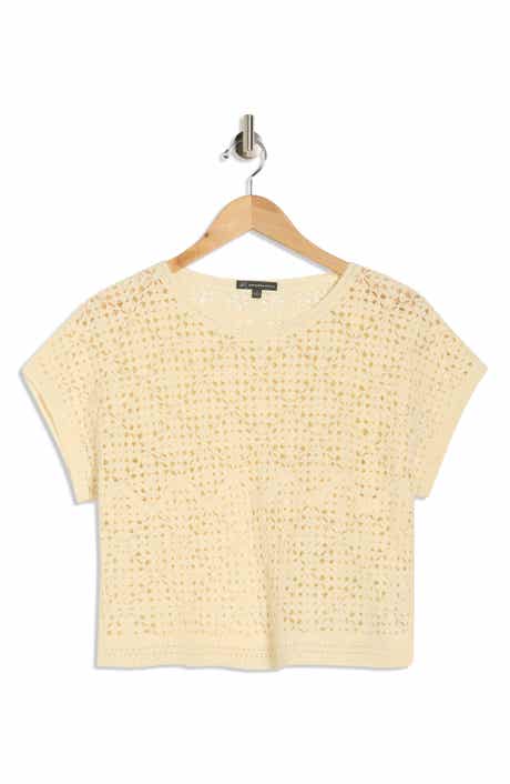 Adrianna Papell Floral Open Stitch Sweater