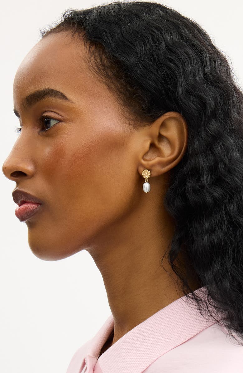 COACH Tearose Faux Pearl Drop Earrings, Alternate, color, Pearl/ Gold