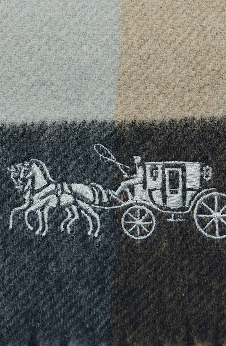 COACH Check Plaid Wool Scarf, Alternate, color, 