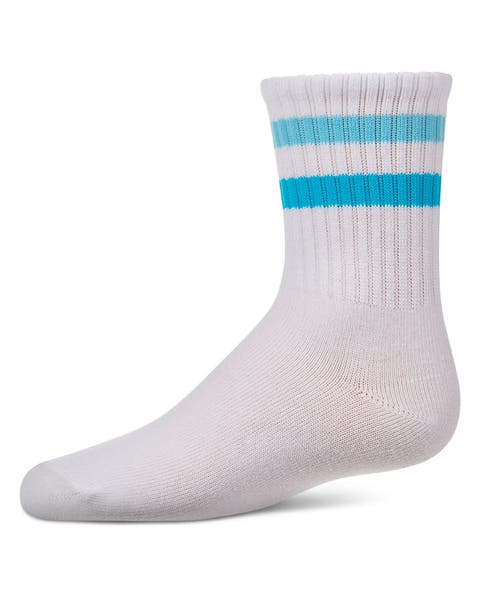 Kids Ribbed Double-Stripe Varsity Crew Socks
