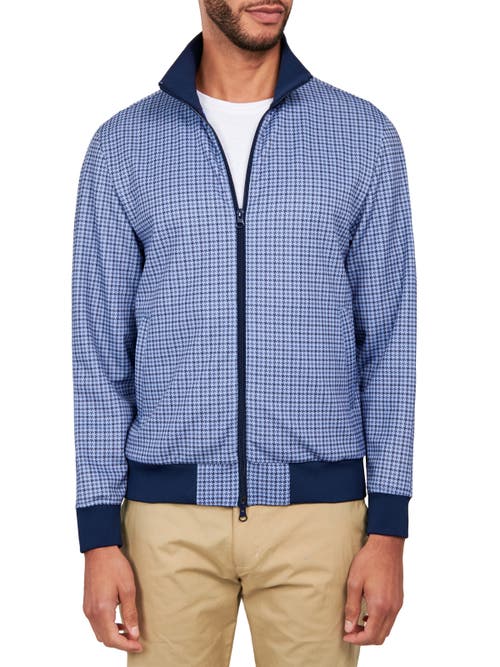 Construct Houndstooth Track Jacket In Blue