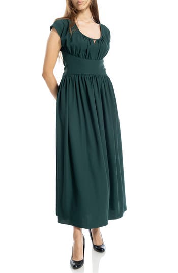 Max Studio Front Keyhole Maxi Dress In Green