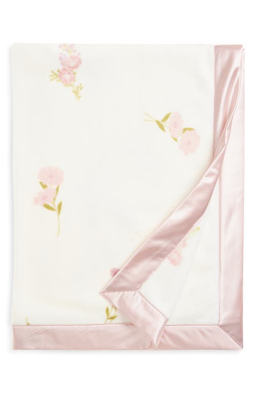 Nordstrom Baby Print Plush Blanket In Ivory Egret Pink Bouquets