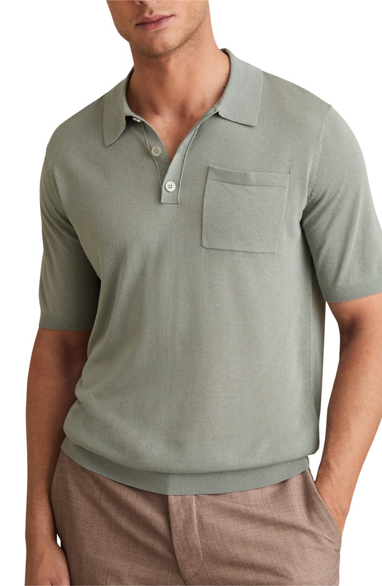 Reiss Nelson Pocket Polo Sweater, Main, color, Sage