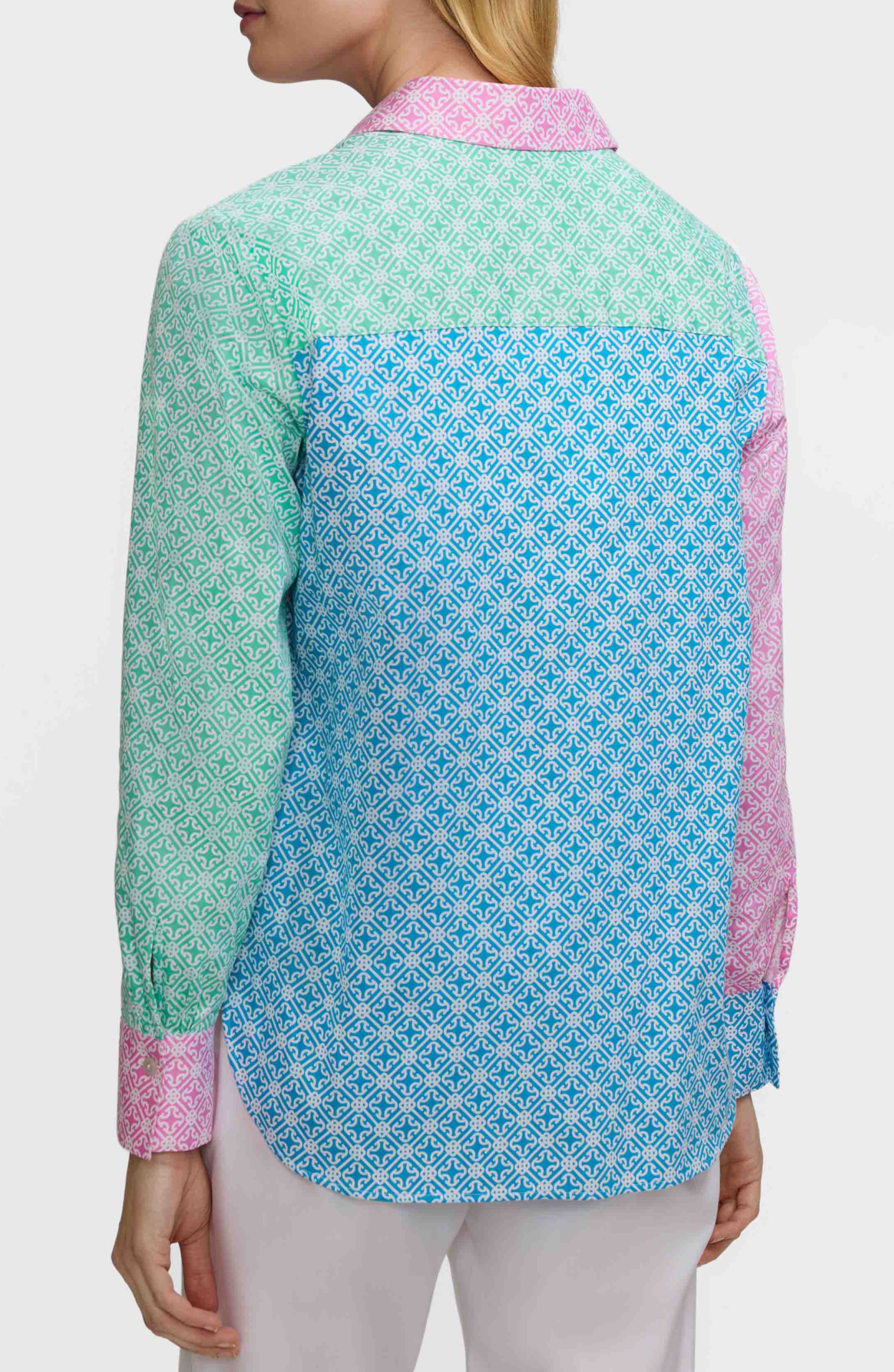 Meghan Geo Lattice Cotton Button-Up Shirt - image 2