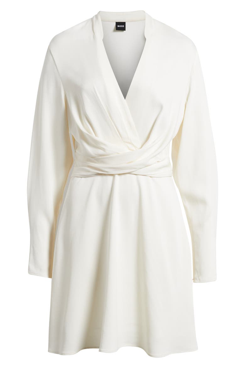 Dimkai Wrap Front Long Sleeve Dress, Alternate, color, OPEN WHT