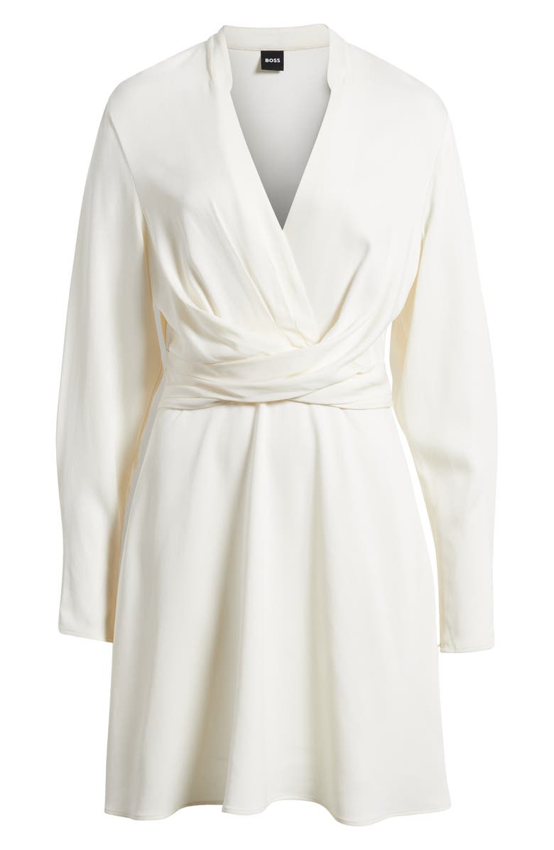 BOSS Dimkai Wrap Front Long Sleeve Dress, Alternate, color, Soft Cream