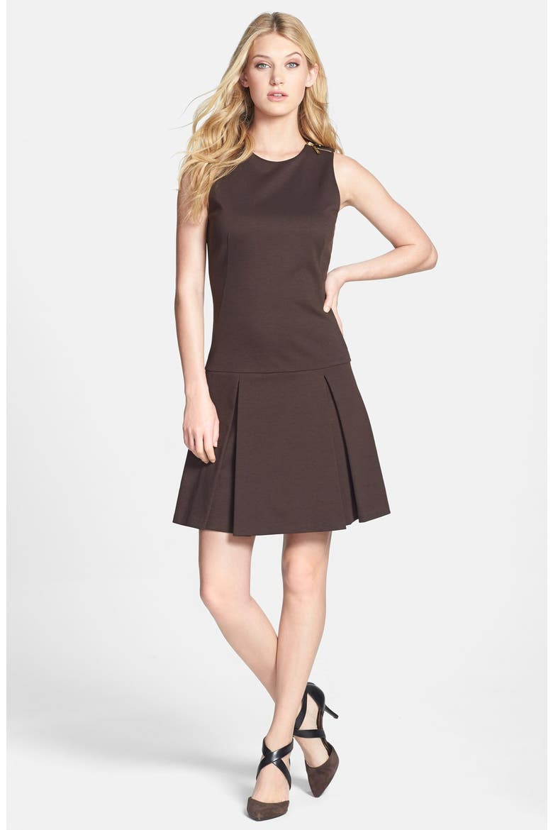 Shoulder Zip Stretch Knit Dress, Alternate, color, CHOCOLATE