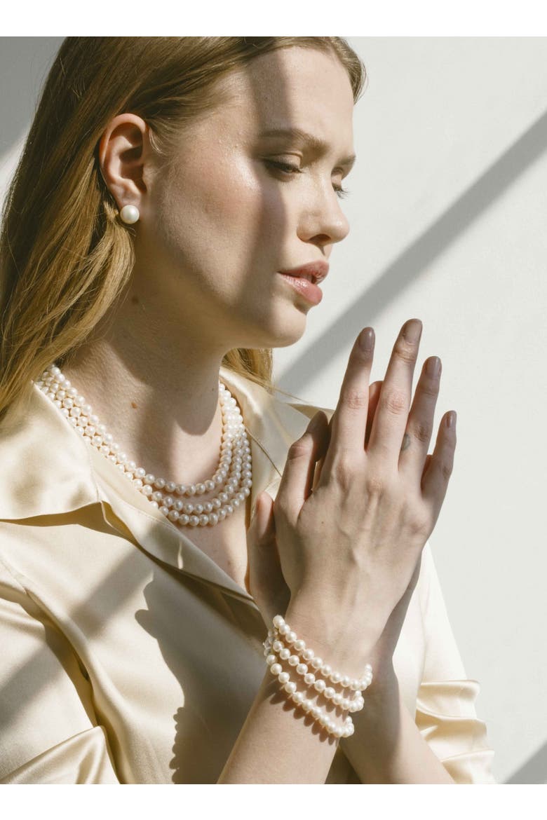 Triple Strand White Freshwater Pearl Necklace, Alternate, color, White Pearls