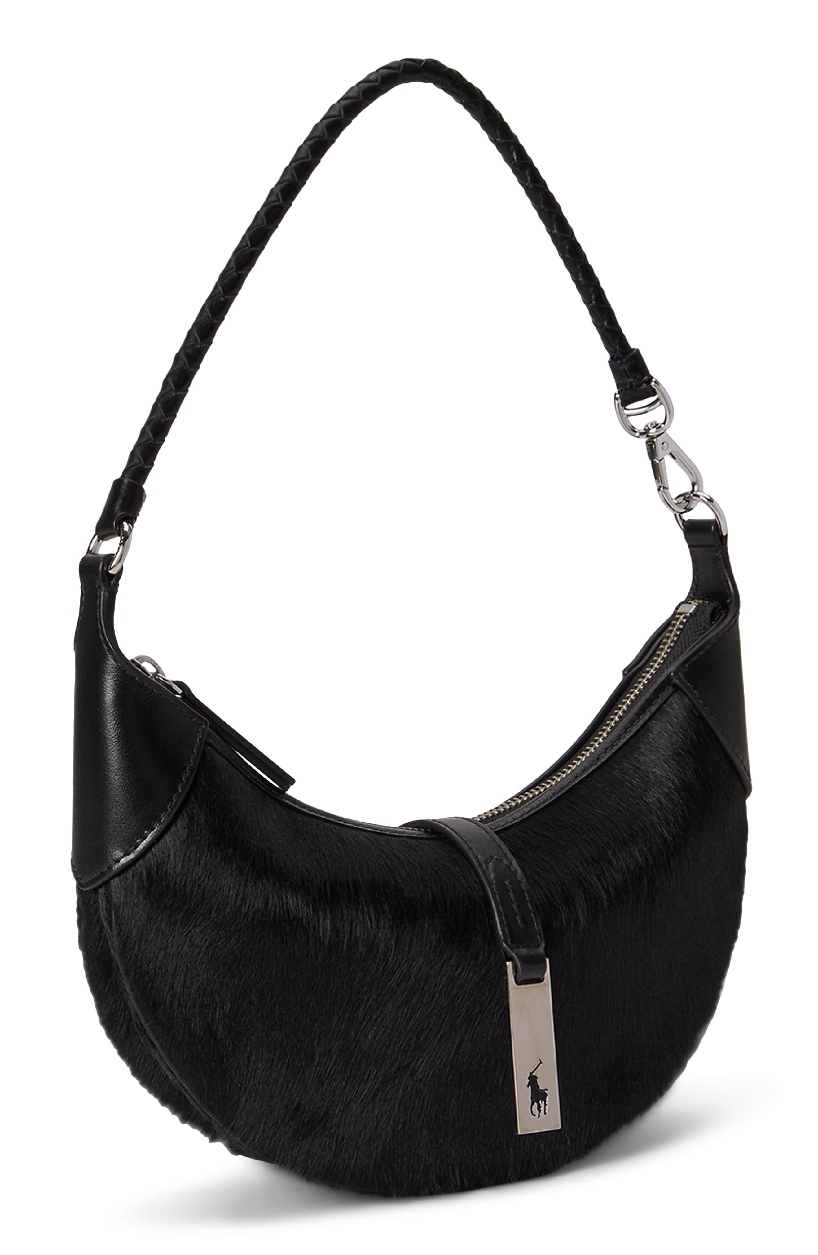ID Mini Genuine Calf Hair Shoulder Bag, Alternate, color, BLACK